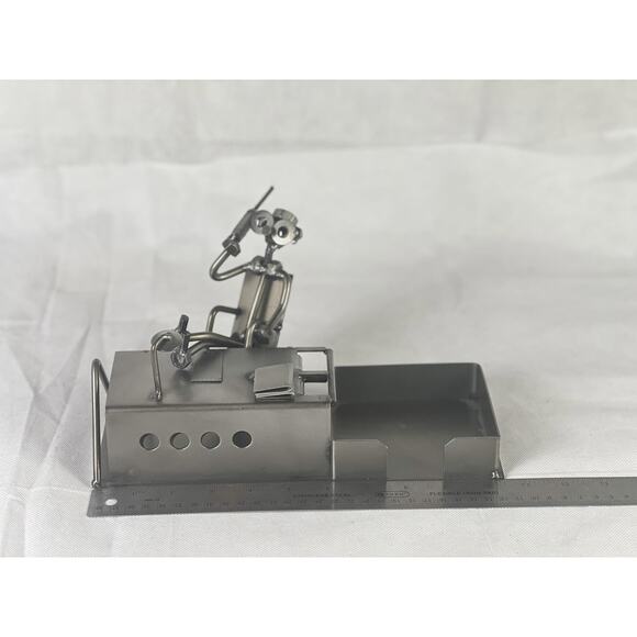 Hinz & Kunst Design Welded Metal Art Writing Desk Sculpture Nuts Bolts Work Book - Picture 3 of 15